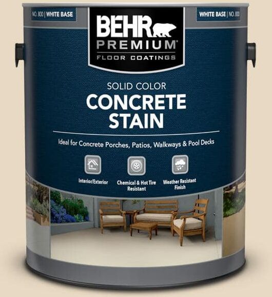 BEHR PREMIUM 1 gal. #PFC-16 Wool Coat Solid Color Flat Interior/Exterior Concrete Stain