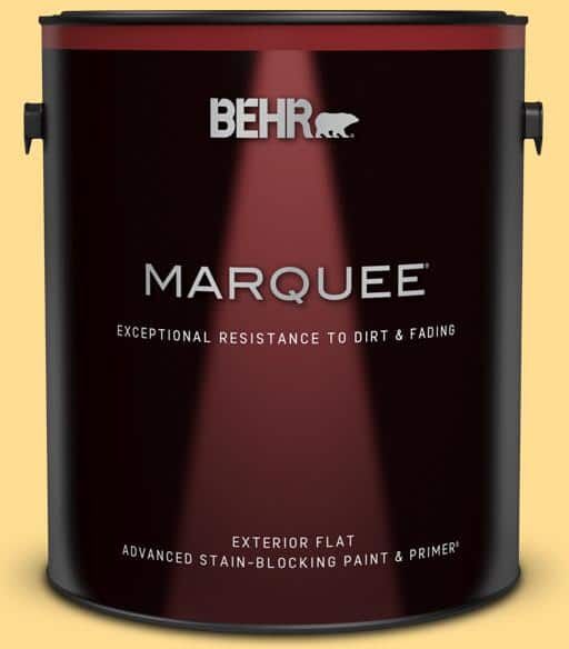 BEHR MARQUEE 1 gal. #320B-4 Lemon Pound Cake Flat Exterior Paint & Primer