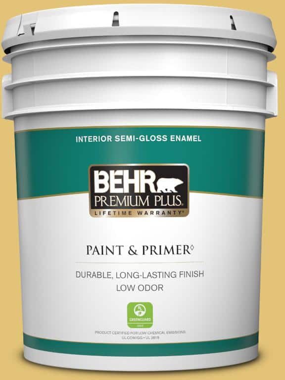 BEHR PREMIUM PLUS 5 gal. #370D-5 Summer Field Semi-Gloss Enamel Low Odor Interior Paint & Primer