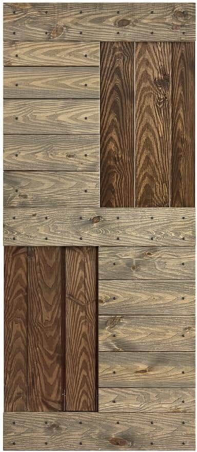 COAST SEQUOIA INC Coast Sequoia S Series Embossing 36 in. x 84 in. Dark Walnut/Aged Barrel DIY Knotty Wood Sliding Door Slab