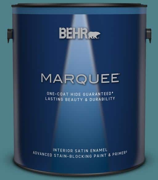 BEHR MARQUEE 1 gal. #ICC-75 Tapestry Teal Satin Enamel Interior Paint & Primer