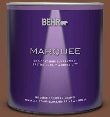 BEHR MARQUEE 1 qt. #240F-7 Root Beer Eggshell Enamel Interior Paint & Primer