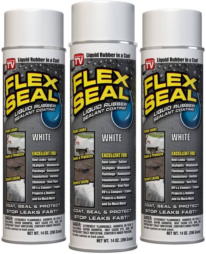 FLEX SEAL FAMILY OF PRODUCTS Flex Seal White 14 oz. Aerosol Liquid Rubber Sealant Coating (3-Pack)