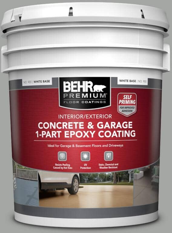 BEHR PREMIUM 5 gal. #PPU25-16 Chain Reaction Self-Priming 1-Part Epoxy Satin Interior/Exterior Concrete and Garage Floor Paint