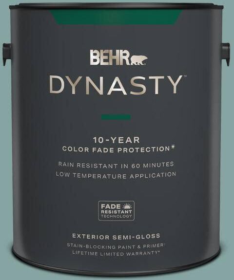 BEHR DYNASTY 1 gal. #PPU13-08 Venus Teal Semi-Gloss Enamel Exterior Stain-Blocking Paint & Primer