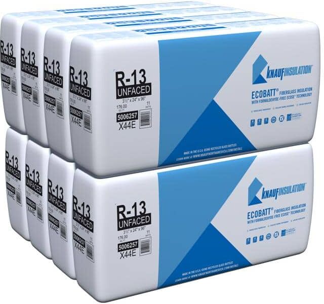 Knauf Insulation R-13 EcoBatt Unfaced Fiberglass Insulation Batt 3-1/2 in. x 24 in. x 96 in. (8-Bags)