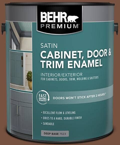 BEHR PREMIUM 1 gal. #240F-7 Root Beer Satin Enamel Interior/Exterior Cabinet, Door & Trim Paint