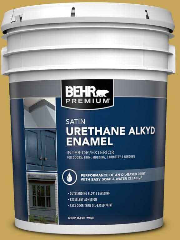 BEHR PREMIUM 5 gal. #PPU6-18 Lemongrass Urethane Alkyd Satin Enamel Interior/Exterior Paint