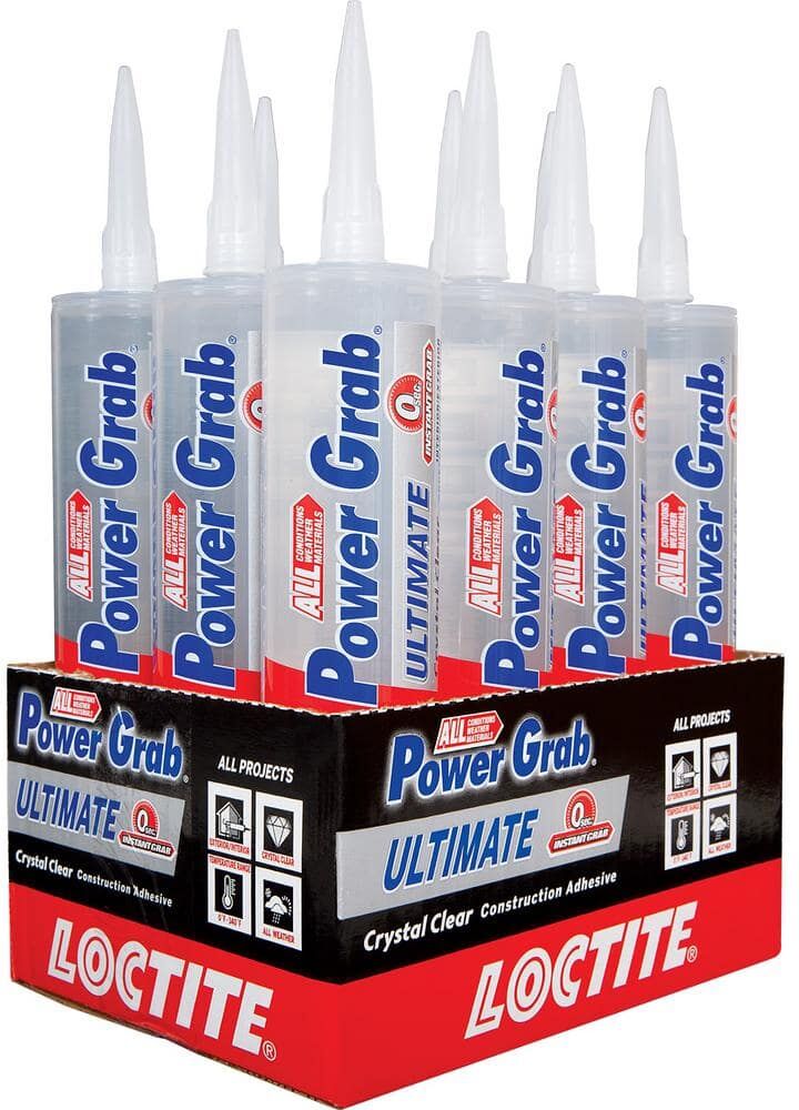 Loctite Power Grab Ultimate Instant Grab 9 oz. SMP Construction Adhesive Crystal Clear Cartridge (12 pack)