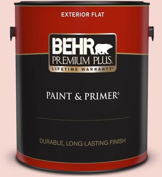 BEHR PREMIUM PLUS 1 gal. #M160-1 Cupcake Pink Flat Exterior Paint & Primer