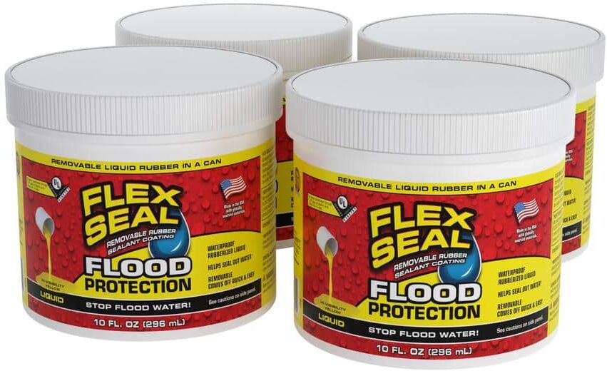 FLEX SEAL FAMILY OF PRODUCTS 10 oz. in Yellow Liquid Flex Seal Flood Protection Rubber Sealant Spray Paint Coating (4-Pack)