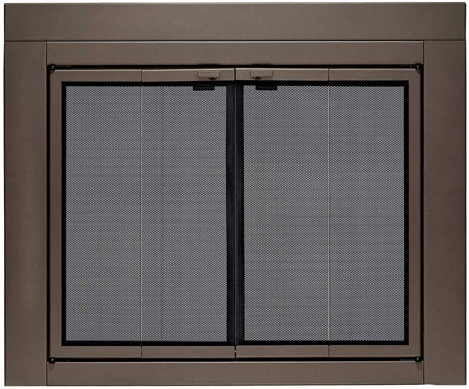 UniFlame Large Roman Oil Rubbed Bronze Bi-fold style Fireplace Doors with Smoke Tempered Glass