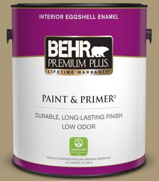 BEHR PREMIUM PLUS 1 gal. #PPU8-06 Exploring Khaki Eggshell Enamel Low Odor Interior Paint & Primer