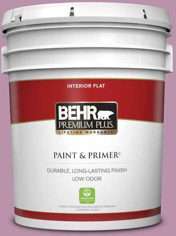 BEHR PREMIUM PLUS 5 gal. #680D-5 Bed of Roses Flat Low Odor Interior Paint & Primer