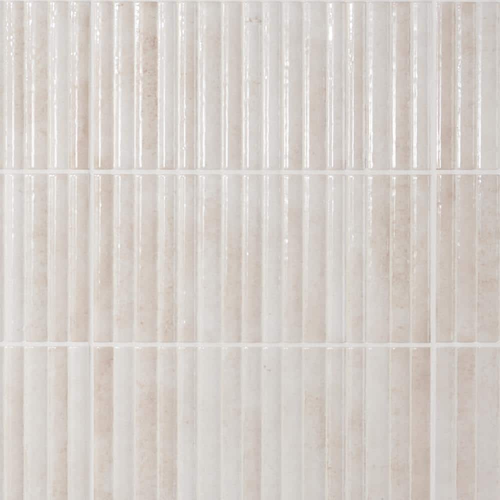 Ivy Hill Tile Mawr White 5.9 in. x 11.81 in. Polished Fluted Ceramic Wall Tile (9.68 sq. ft./Case)