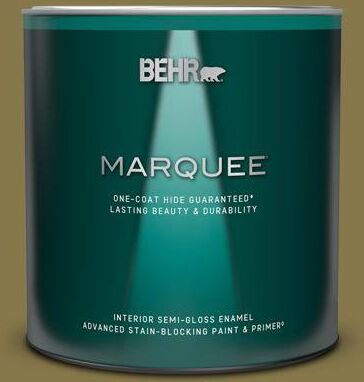 BEHR MARQUEE 1 qt. #M330-7 Green Tea Leaf Semi-Gloss Enamel Interior Paint & Primer