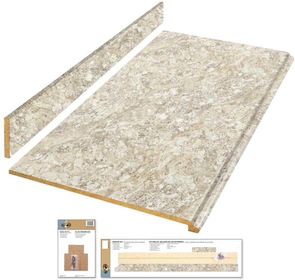 Hampton Bay 8 ft. Straight Laminate Countertop Kit Included in Spring Carnival Granite with Full Wrap Ogee Edge