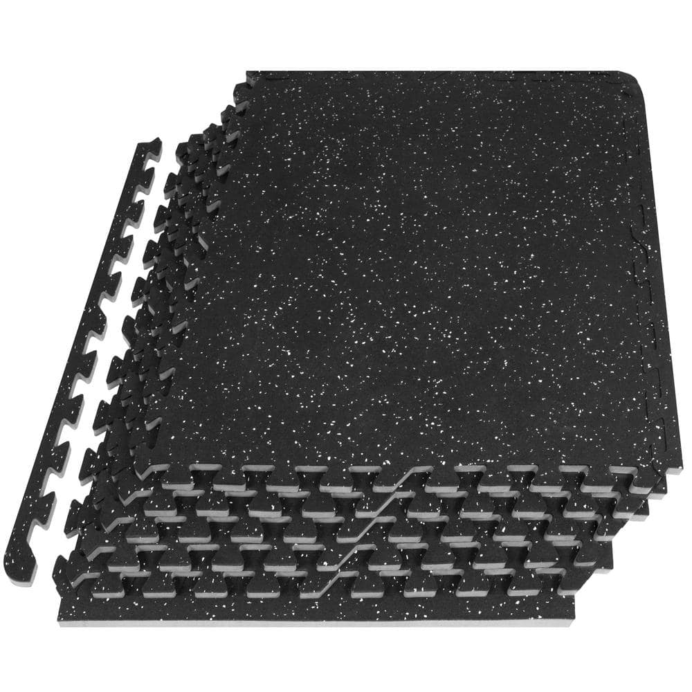 PROSOURCEFIT Rubber Top Exercise Puzzle Mat Grey 24 in. x 24 in. x 0.5 in. EVA Foam Interlocking Tiles (6-Pack (24 sq. ft.)