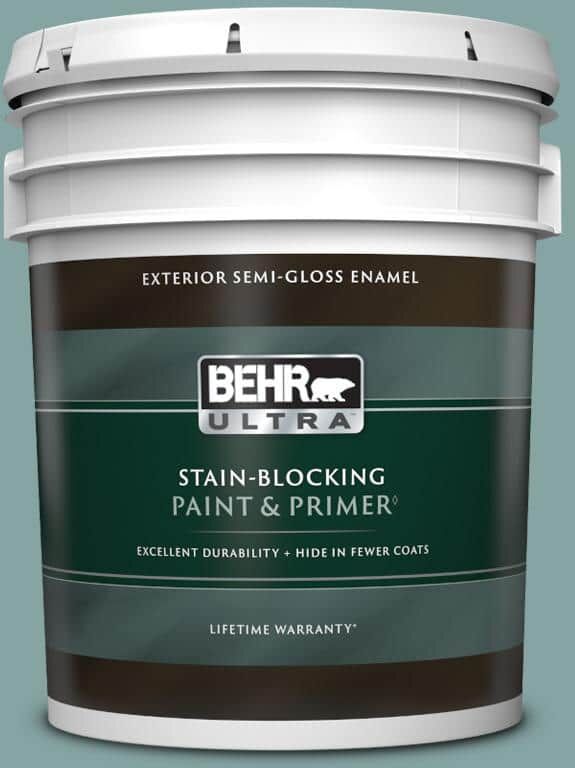 BEHR ULTRA 5 gal. #PPU13-08 Venus Teal Semi-Gloss Enamel Exterior Paint & Primer