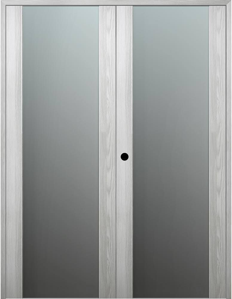 Belldinni Vona 202 60 in. x 96 in. Right Hand Active Full Lite Frosted Glass Ribeira Ash Wood Composite Double Prehung French Door