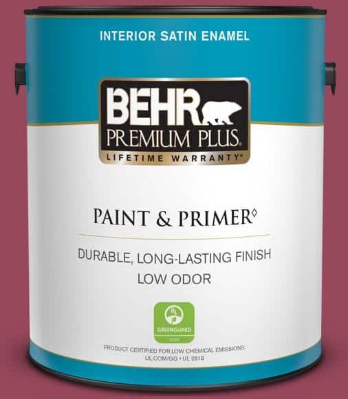 BEHR PREMIUM PLUS 1 gal. #PPU1-16 Haitian Flower Satin Enamel Low Odor Interior Paint & Primer