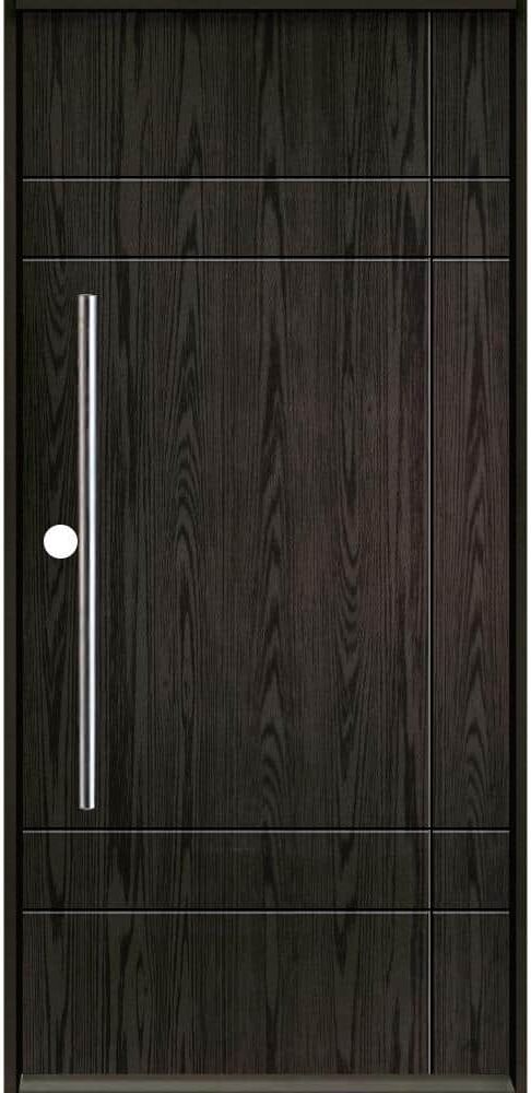 Krosswood Doors SUMMIT Modern Faux Pivot 36 in. x 80 in. Right-Hand/Inswing Solid Panel Baby Grand Stain Fiberglass Prehung Front Door