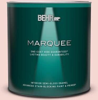 BEHR MARQUEE 1 qt. #M160-1 Cupcake Pink Semi-Gloss Enamel Interior Paint & Primer