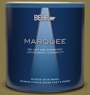 BEHR MARQUEE 1 qt. #M330-7 Green Tea Leaf Satin Enamel Interior Paint & Primer