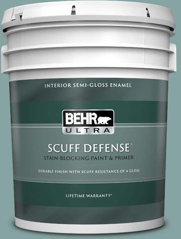 BEHR ULTRA 5 gal. #PPU13-08 Venus Teal Extra Durable Semi-Gloss Enamel Interior Paint & Primer