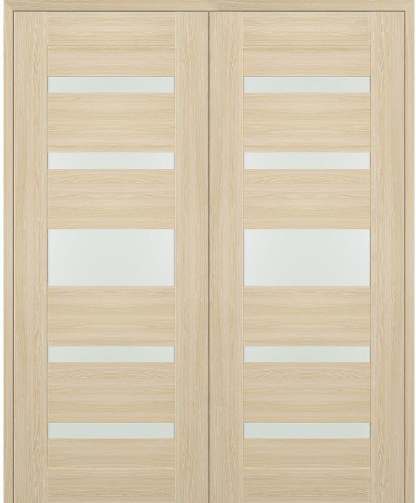 Belldinni Vona 07-05 36 in. x 80 in. Both Active 5-Lite Frosted Glass Loire Ash Wood Composite Double Prehung Interior Door