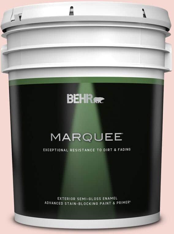 BEHR MARQUEE 5 gal. #M160-1 Cupcake Pink Semi-Gloss Enamel Exterior Paint & Primer