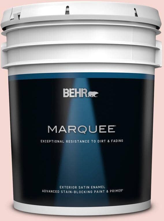 BEHR MARQUEE 5 gal. #M160-1 Cupcake Pink Satin Enamel Exterior Paint & Primer