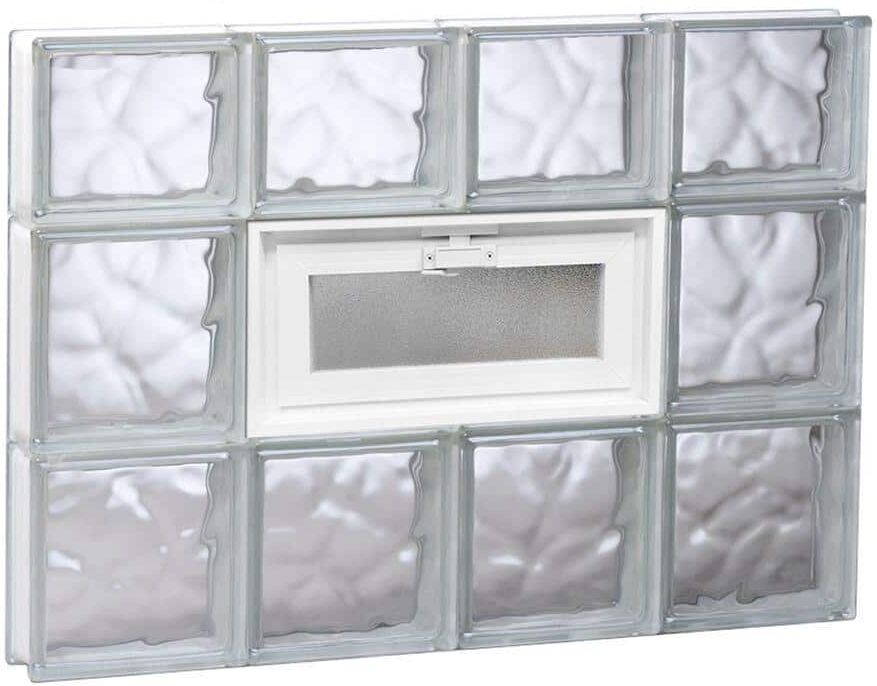 Clearly Secure 31 in. x 21.25 in. x 3.125 in. Frameless Wave Pattern Vented Glass Block Window