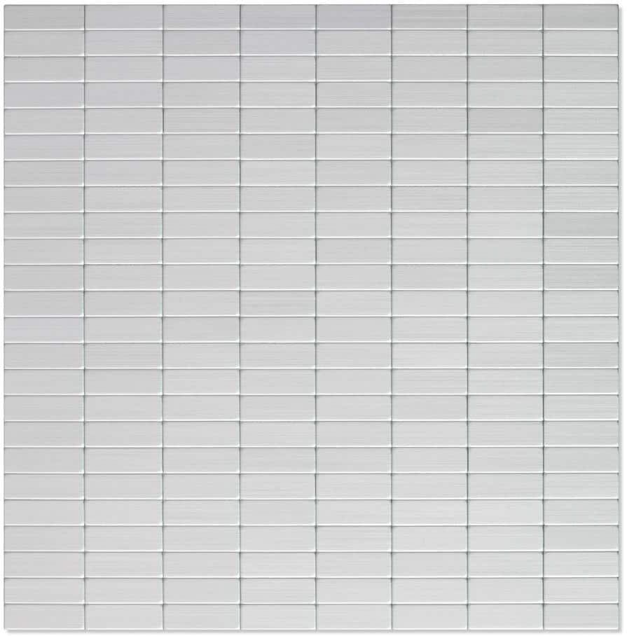 SpeedTiles Urbain S2 Silver Stainless Steel 11.42 in. x 11.57 in. x 5 mm Metal Peel & Stick Wall Mosaic Tile (5.51 sq. ft./case)