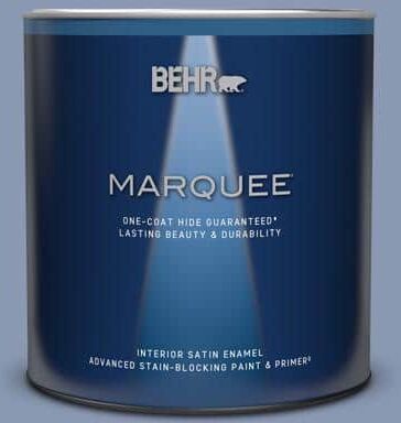 BEHR MARQUEE 1 qt. #600F-5 Blueberry Buckle Satin Enamel Interior Paint & Primer