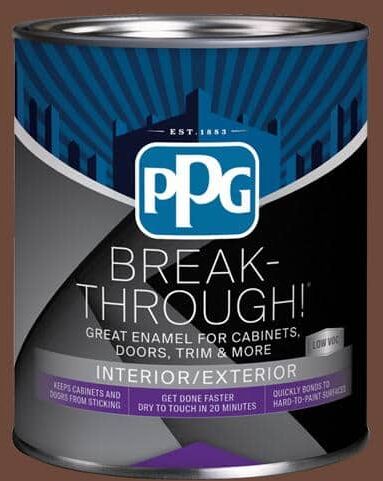 Break-Through! 1 qt. PPG1072-7 Bird House Brown Satin Door, Trim & Cabinet Paint