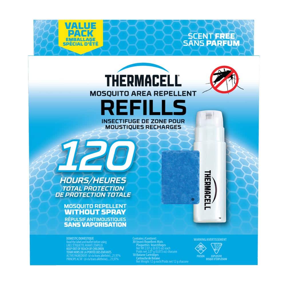 Thermacell Outdoor Mosquito Repeller Refill 120-Hour Mega Pack (30 Repellent Mats and 10 Butane Cartridges)