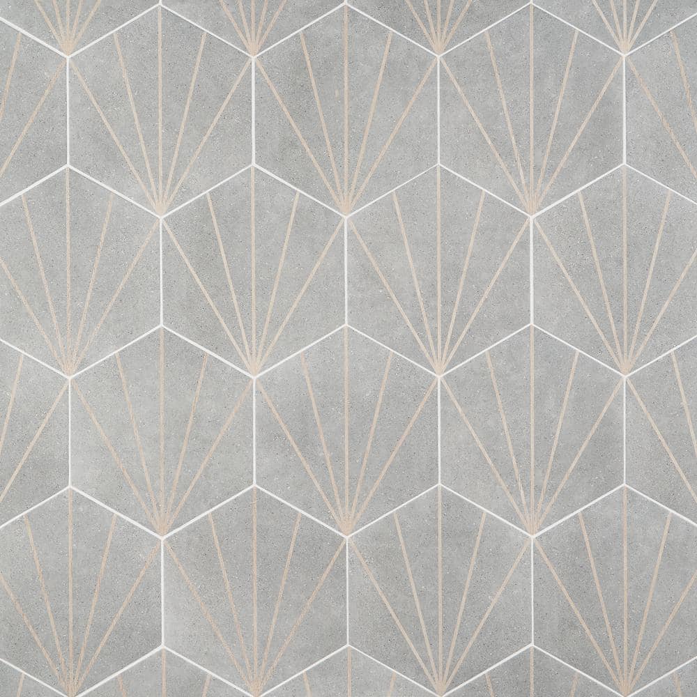 Ivy Hill Tile Klyda Beams Gray 12.6 in. x 14.5 in. Matte Hexagon Porcelain Floor and Wall Tile (10.51 sq. ft. / Case)