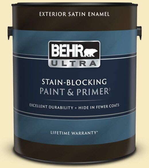 BEHR ULTRA 1 gal. #T15-9 Dandelion Tea Satin Enamel Exterior Paint & Primer