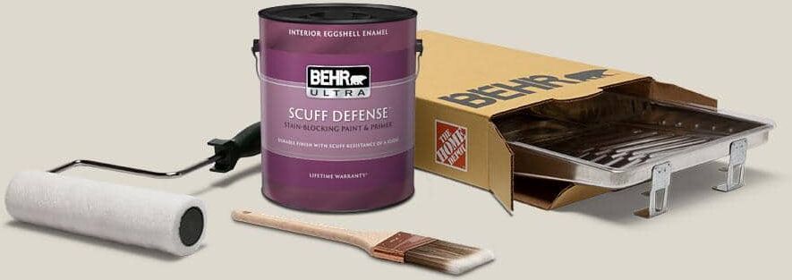 BEHR 1 gal. #N320-1 Campfire Ash Extra Durable Eggshell Enamel Interior Paint and 5-Piece Wooster Set All-in-One Project Kit