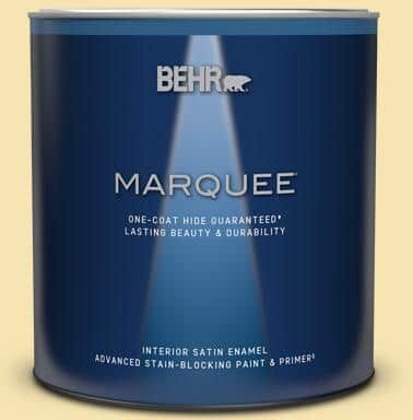 BEHR MARQUEE 1 qt. #370C-3 Sweet Corn Satin Enamel Interior Paint & Primer