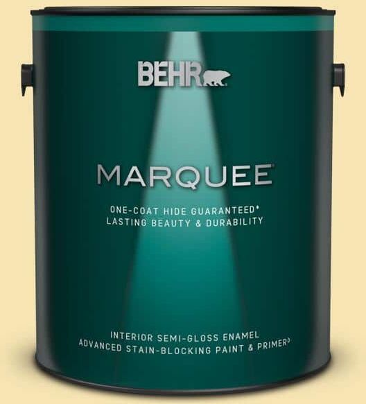 BEHR MARQUEE 1 gal. #370C-3 Sweet Corn Semi-Gloss Enamel Interior Paint & Primer