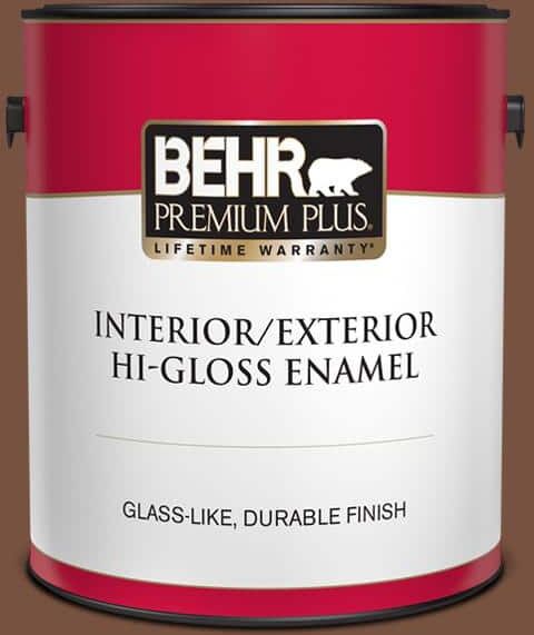 BEHR PREMIUM PLUS 1 gal. #240F-7 Root Beer Hi-Gloss Enamel Interior/Exterior Paint