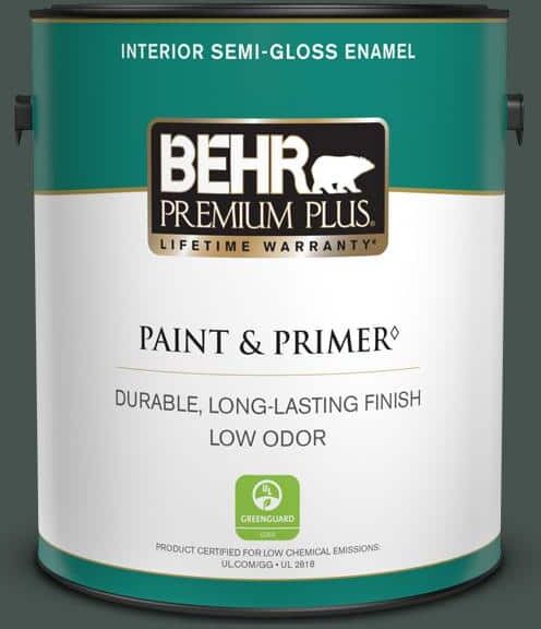 BEHR PREMIUM PLUS 1 gal. Home Decorators Collection #HDC-WR16-05 Evergreen Field Semi-Gloss Enamel Low Odor Interior Paint & Primer