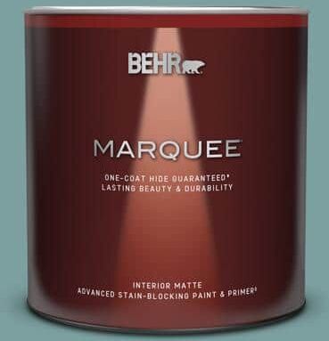 BEHR MARQUEE 1 qt. #S440-4 Tower Bridge One-Coat Hide Matte Interior Paint & Primer