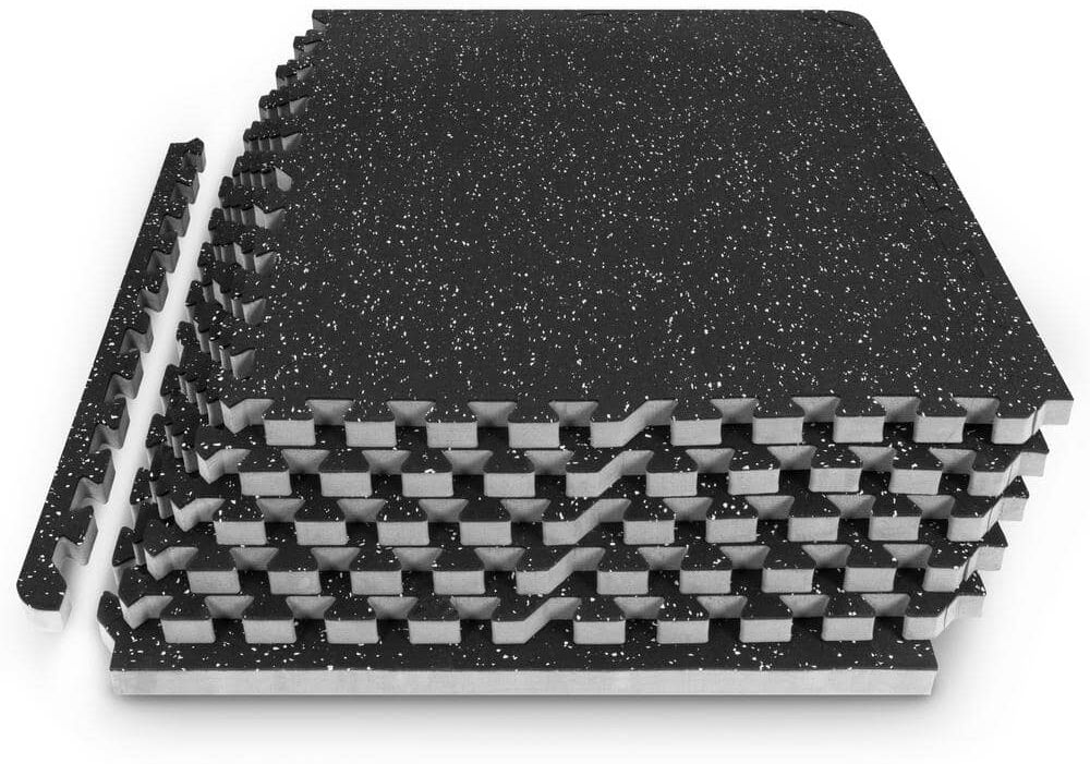 PROSOURCEFIT Rubber Top Thick Exercise Puzzle Mat Grey 24 in. x 24 in. x 0.75 in. EVA Foam Interlocking Tiles (6-Pack (24 sq. ft.)