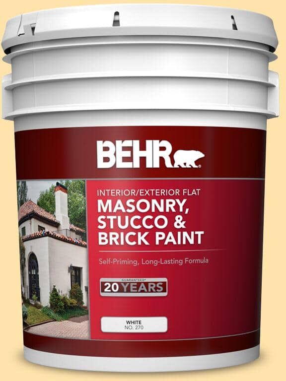 BEHR 5 gal. #P270-3 Sunflower Seed Flat Interior/Exterior Masonry, Stucco and Brick Paint