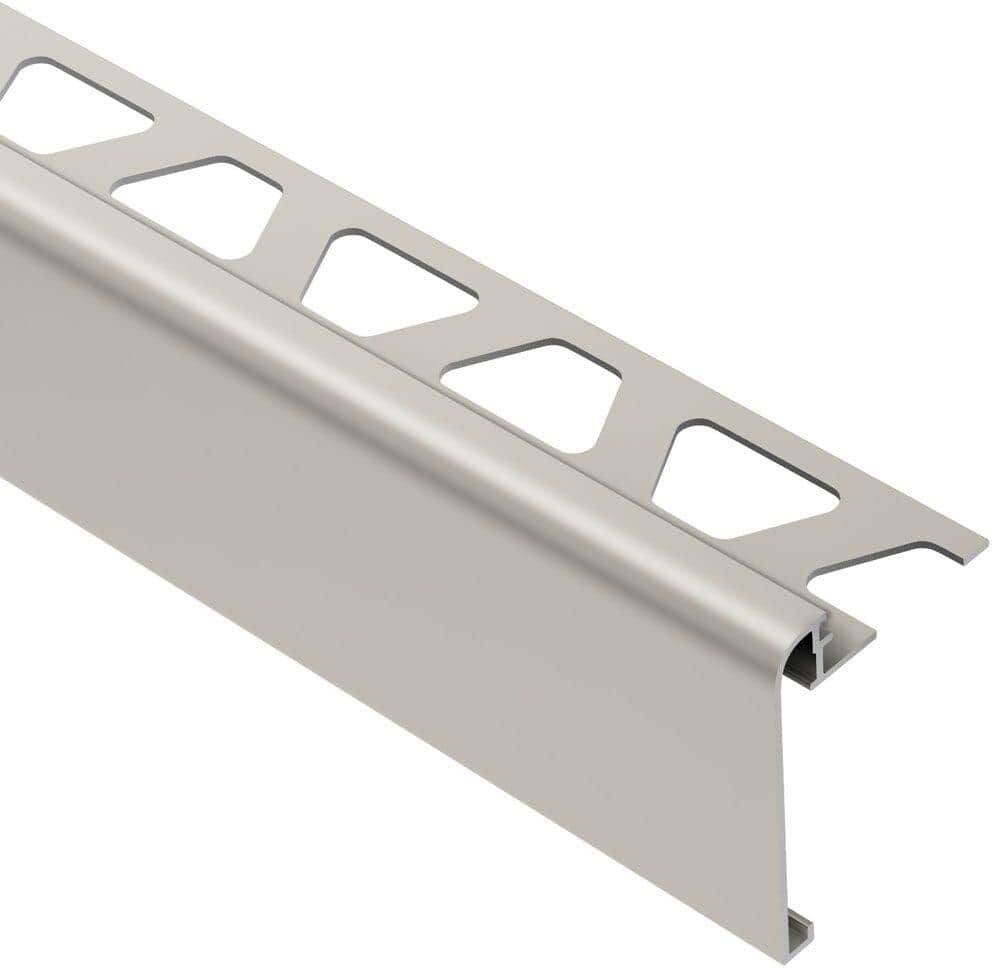 Schluter Rondec-Step Satin Nickel Anodized Aluminum 3/8 in. x 8 ft. 2-1/2 in. Metal Tile Edging Trim