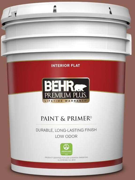 BEHR PREMIUM PLUS 5 gal. #BXC-57 Raw Sienna Flat Low Odor Interior Paint & Primer