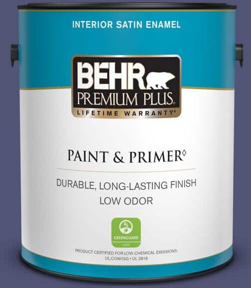 BEHR PREMIUM PLUS 1 gal. #630D-7 Deep Orchid Satin Enamel Low Odor Interior Paint & Primer